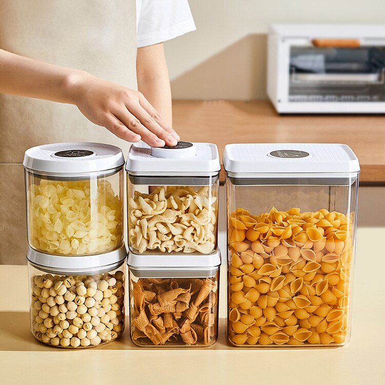 Press-Sealed Food Vacuum Storage Container for Grains, Coffee Beans, Snacks, and More